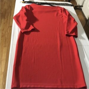 Sharanago size 14 red long sleeve midi dress Scoop neckline NWOT
